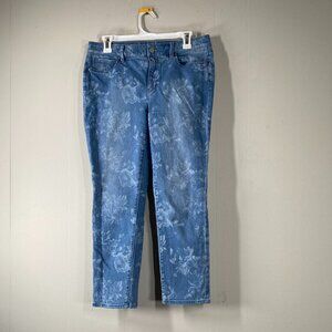 White House Black Market Blue Floral Ankle Jeans